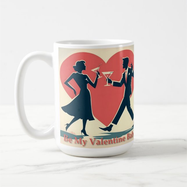 Mid Century Valentine Hip Martini Dancing Couple Kaffemugg (Vänster)