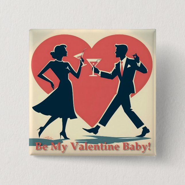 Mid Century Valentine Hip Martini Dancing Couple Knapp (Framsida)