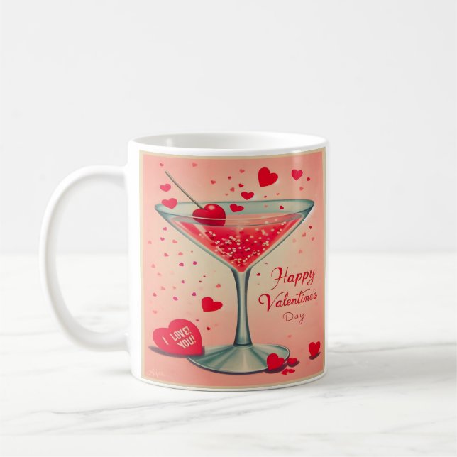 Mid Century Valentine Martini cocktail Kaffemugg (Vänster)