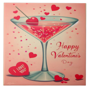 Mid Century Valentine Martini cocktail Kakelplatta