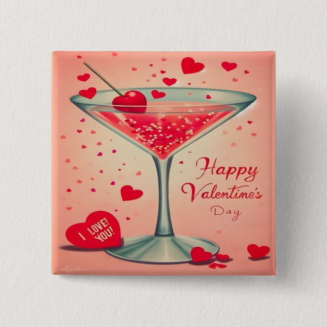 Mid Century Valentine Martini cocktail Knapp (Framsida)
