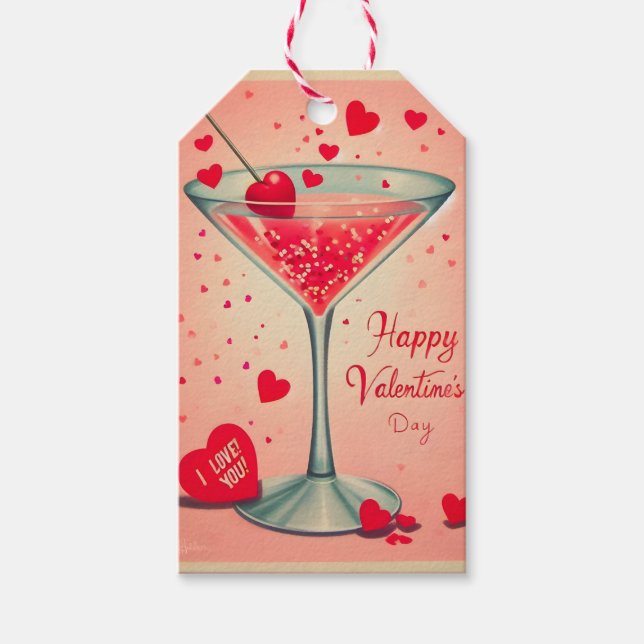 Mid Century Valentine Martini cocktail Presentetikett (Framsidan)