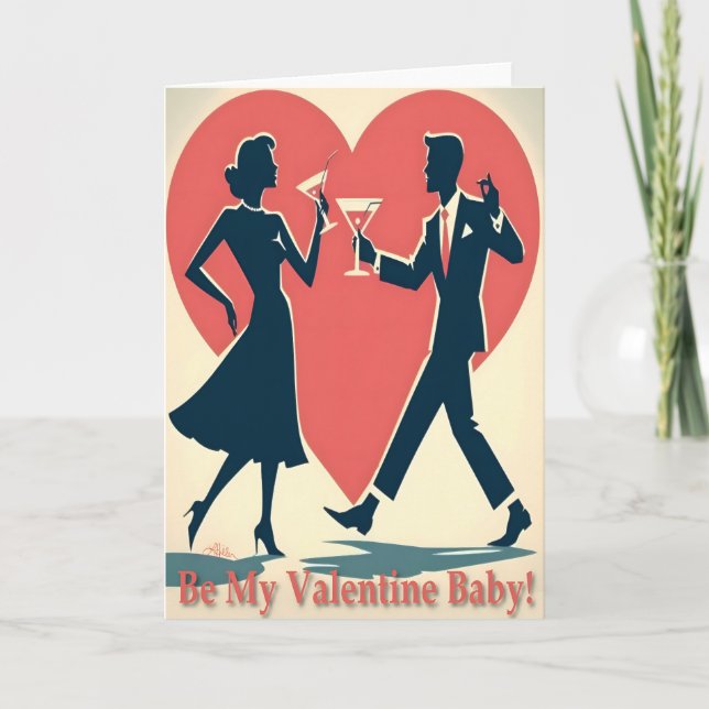 Mid Century Valentine Modern Hip Dancing Couple Kort (Framsida)
