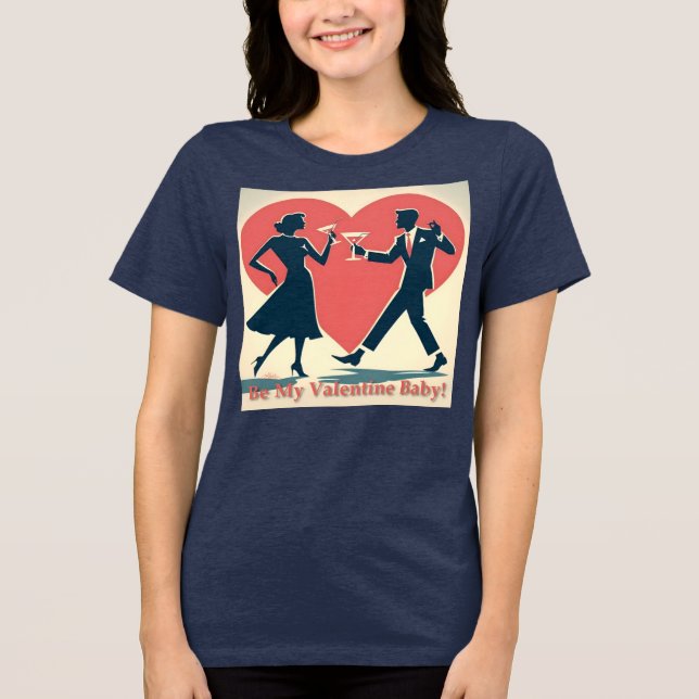 Mid Century Valentine Modern Hip Dancing Couple T Shirt (Framsida)