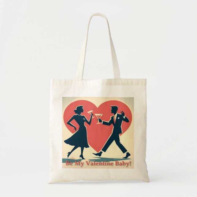 Mid Century Valentine Modern Hip Dancing Couple Tygkasse (Framsidan)