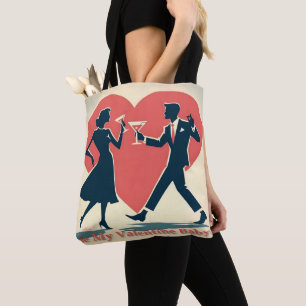 Mid Century Valentine Modern Hip Dancing Couple Tygkasse