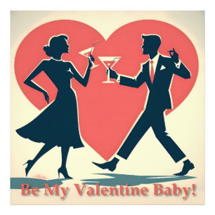 Mid Century Valentine Modern Hip Dansande Par Fototryck