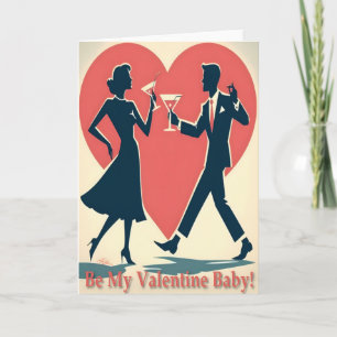 Mid Century Valentine Modern Hip Dansande Par Kort
