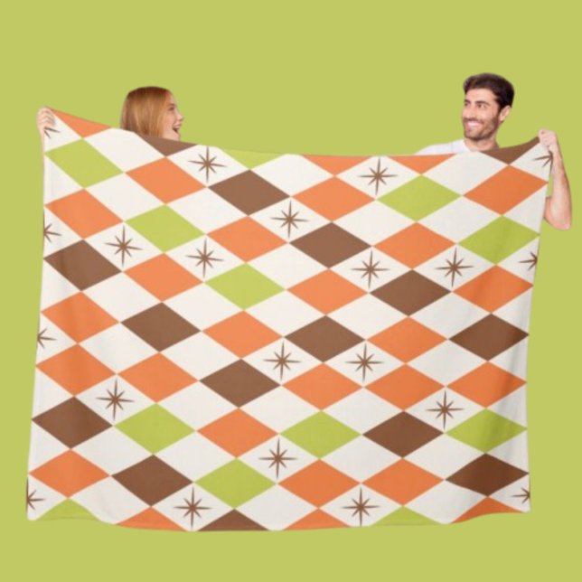 Mid-Century Vibes – Cozy Geometric Fleece Blanket (Skapare uppladdad)
