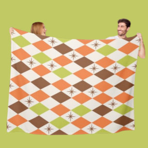 Mid-Century Vibes – Mysig Geometrisk Fleecefilt