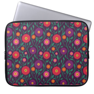 Mid-Century Vine Blomma Trädgårds Girland Plommo Laptop Fodral