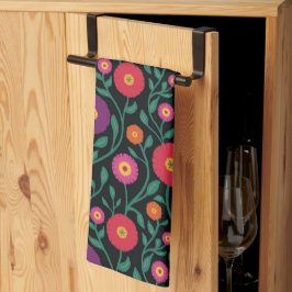 Mid-Century Vine Flower | Garden Garland Midnight  Kökshandduk