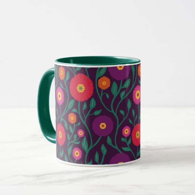 Mid-Century Vine Flower | Garden Garland Plum Mugg (Framsida vänster)