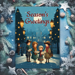 Mid Century Vintage Julsångare Retro Helgkort