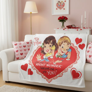 Mid-Century Vintage Retro Boy Girl Valentine's Day Fleecefilt