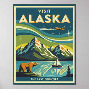 Mid-Century Visit Alaska Resoraffisch Poster