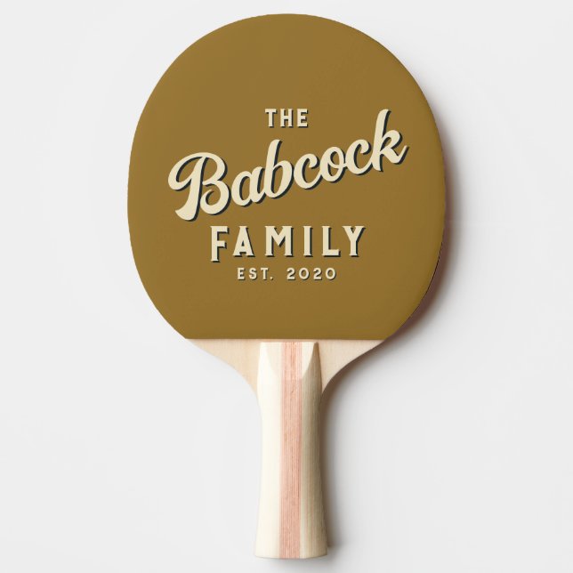 Mid-Century Warm Desert Retro Family Name & Year Pingisracket (Framsidan)