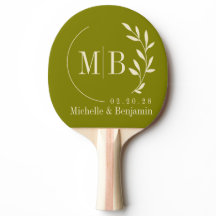 Mid-Century Warm Olivblad Bröllopsmonogram