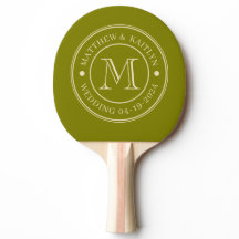 Mid-Century Warm Olivgrön Bröllopsmonogram