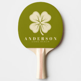 Mid-Century Warm Olivgrön Fyrklöver med Namn Pingisracket