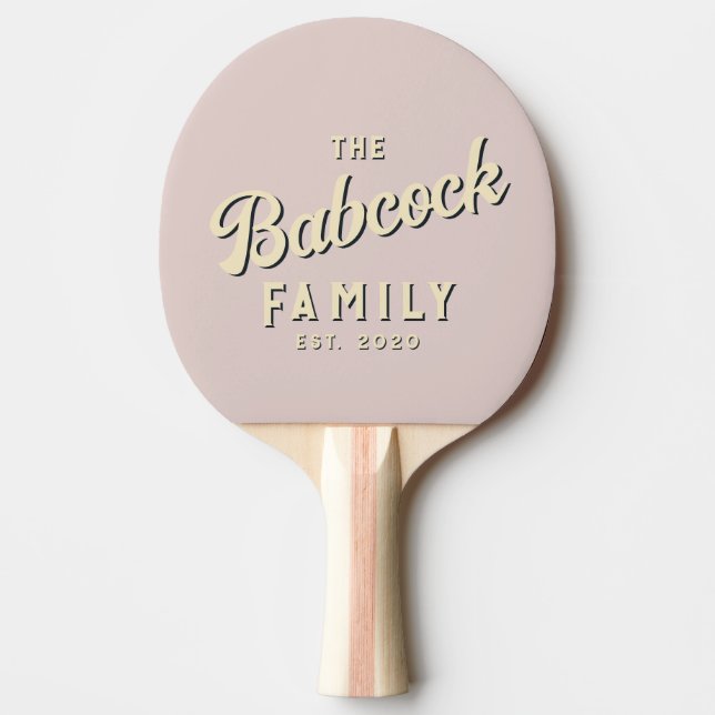 Mid-CenturyLavendel Kyss Retro Familjenamn & År Pingisracket (Framsidan)