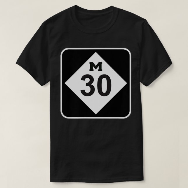 Mid Michigan Highway M30 Midland Wiom Sjö Edenvil T Shirt (Design framsida)