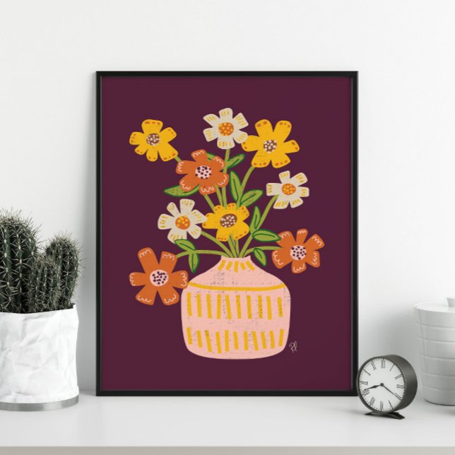 Mid Mod Cosmos Flowers Bouquet Poster (Skapare uppladdad)