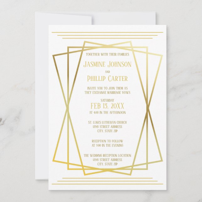 Mid Mod Design - Bröllop/Invitation till mottagnin Inbjudningar (Framsida)