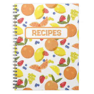 Mid Mod Grungy Risograph Fruit Recipe Anteckningsbok