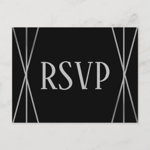 MId Mod Svart & Grå Design - RSVP Svarsbrevskort Vykort