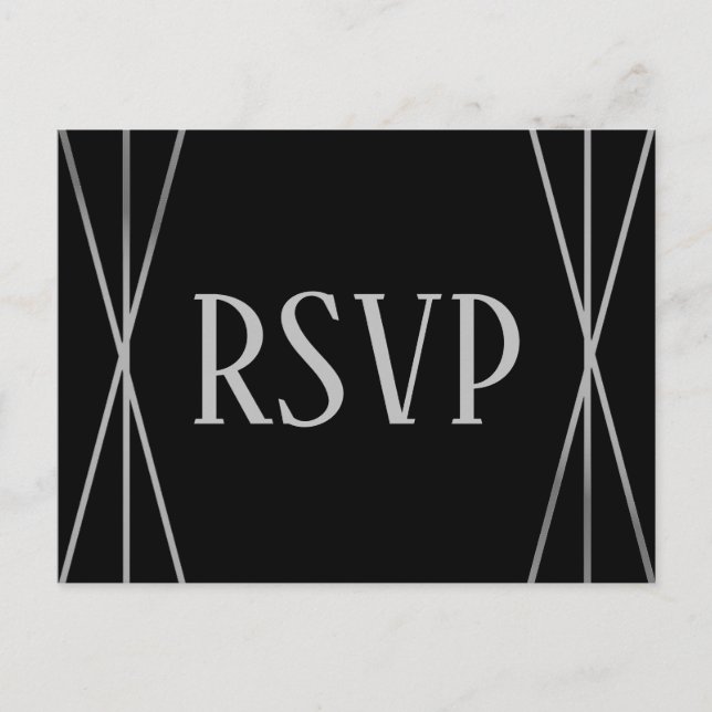 MId Mod Svart & Grå Design - RSVP Svarsbrevskort Vykort (Framsida)
