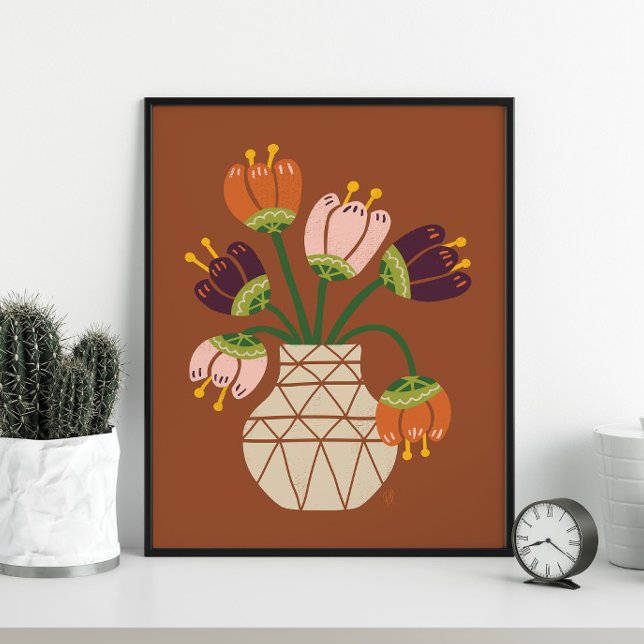 Mid Mod Tulips Bouquet Poster (Skapare uppladdad)