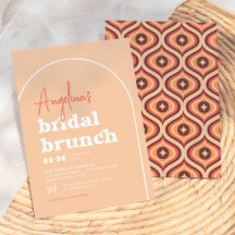Mid Modern Orange Retro Ark Bröllopsfrukost Bröllo