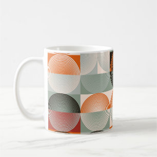 Mid-sekels geometriska, abstrakt färglöst mönster. kaffemugg