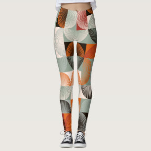 Mid-sekels geometriska, abstrakt färglöst mönster. leggings