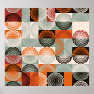 Mid-sekels geometriska, abstrakt färglöst mönster. poster