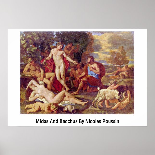 Midas och Bacchus av Nicolas Poussin Poster (Framsidan)