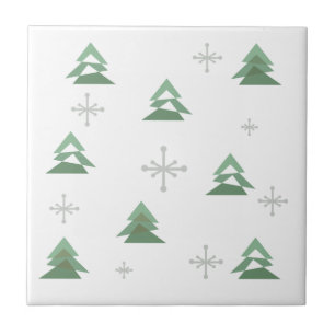 MidCentury Abstrakt Julgranar Winter Kakelplatta