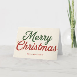 Midcentury Chic Script Merry Christmas Helgkort