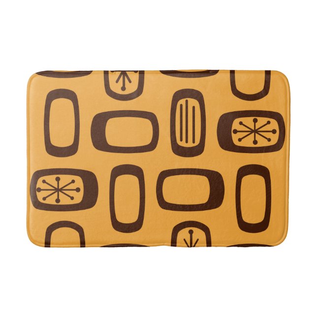 Midcentury MCM rundade rektanglar Orange Badrumsmatta (Framsidan)