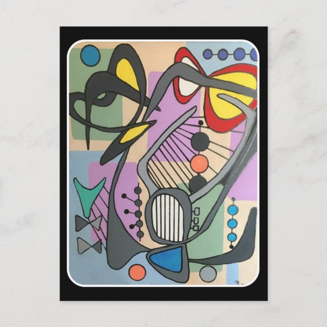 MidCentury Mod Spider Sång målning på en Vykort (Framsida)