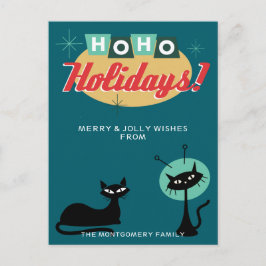 Midcentury Modern Ho Ho Högtider Jul Helg Vykort