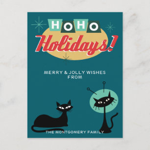 Midcentury Modern Ho Ho Högtider Jul Helg Vykort
