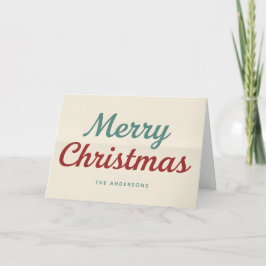 Midcentury Modern Minimal Script Merry Christmas Helgkort