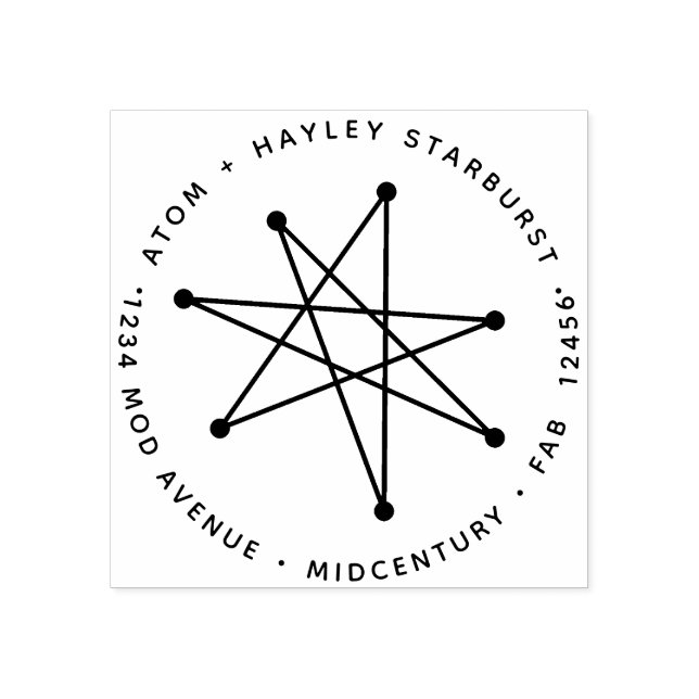 Midcentury Modern Minimalistisk Atomisk Solstjärna Stämpel (Tryck)