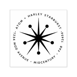 Midcentury Modern Minimalistisk Atomisk Solstrålni Självfärgande Stämpel