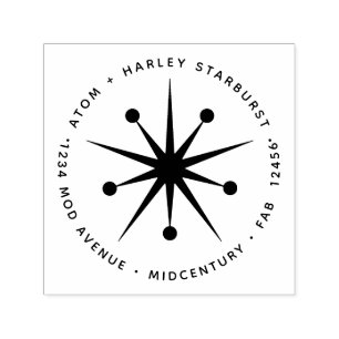 Midcentury Modern Minimalistisk Atomisk Solstrålni Självfärgande Stämpel