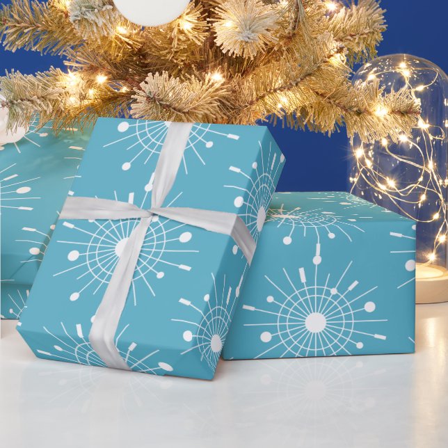 Midcentury Modern Retro Atomisk Snöflinga Jul Presentpapper (Helgdagar)