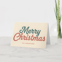 Midcentury Modern Script Merry Christmas Helgkort