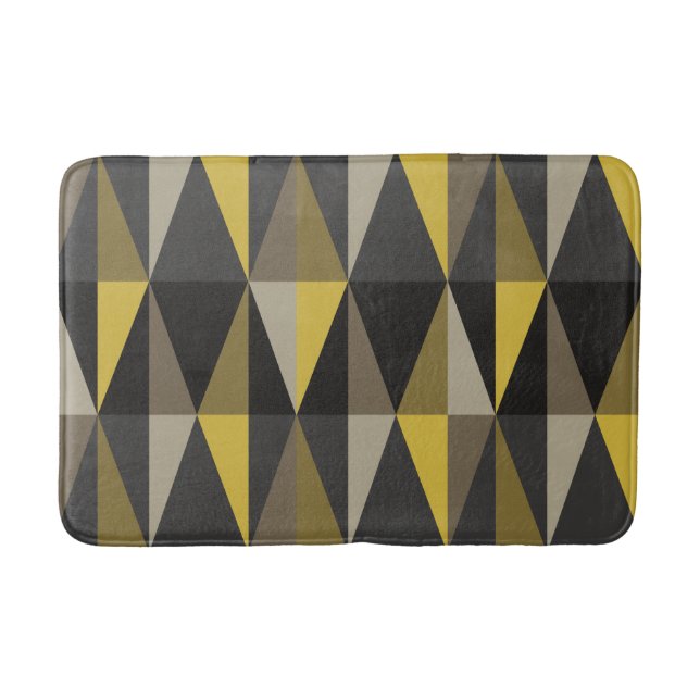 MidCentury Modern Trianglar Mörkgul Badrumsmatta (Framsidan)